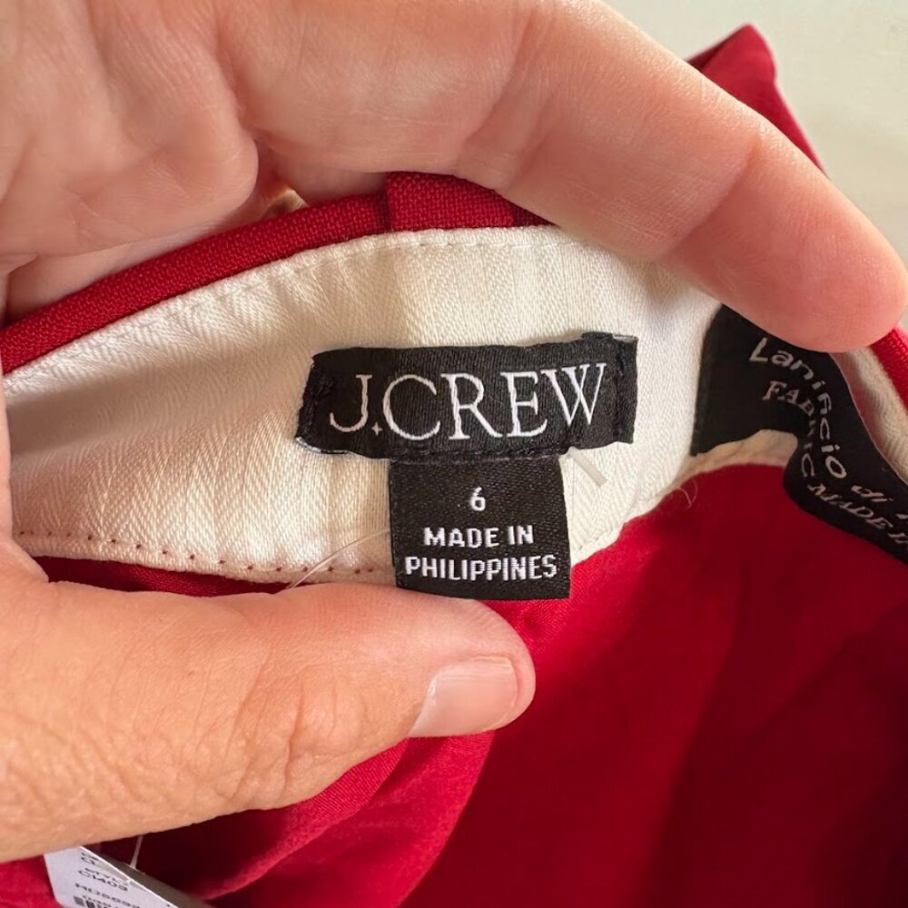 NWT J. Crew Wool Pant Trouser Red Italian Stretch Kaya Stretch Winter Holiday - Picture 13 of 16